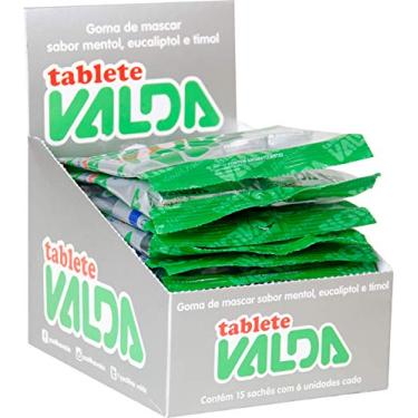 Imagem de Chiclete Valda Tablete Classic com Mentol, Eucaliptol e Timol – Sabor Menta - Hálito Perfumado - Refrescância Instantânea – 15 Sachês com 6 unidades cada