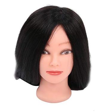 Imagem de Cabeça de manequim, cabeça de manequim de cosmetologia, cabeça de boneca de cosmetologia profissional 60~65 cm de comprimento para professores de cabeleireiro e barbeiros(Preto)