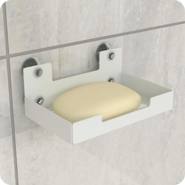 Imagem de Porta Sabonete Para Banheiro Saboneteira Ventosa Branco ELG
