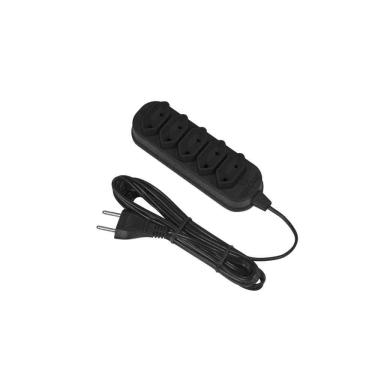 Imagem de Extensão elétrica 3 metros 5 tomadas bivolt preto Force Line Forceline