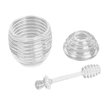 Imagem de Pote de mel,pote de mel de 265 ml dispensador de mel transparente com gotejador e colher de tampa Recipiente de mel de grande capacidade para armazenar mel, Dispensador de mel Frasco Pote Colher