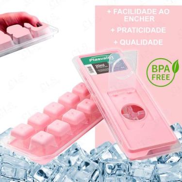 Imagem de Forma De Gelo Forminha Com Tampa Fundo De Silicone Pratica - Plasvale