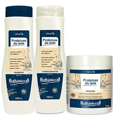 Imagem de Bothânico Kit de Cuidados Capilares Proteínas Do Leite - Shampoo, Condicionador e Máscara 500g - Hidratante e Reparador