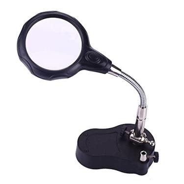 Imagem de Qudai Mesa 3.5x 12X Helping Hand Aligator Clip LED Lâmpada de aumento Linha de solda Jóias Stand Lens Desk Adjustable Light Black NP