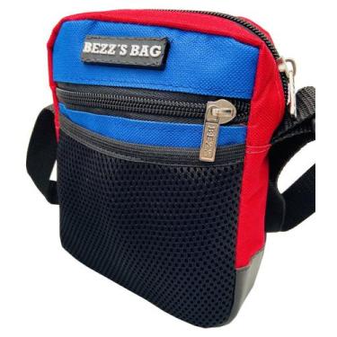 Imagem de Bolsa Shoulder Bag Bezz Transversal Moda Unisexx Pochete Azul/Vermelho