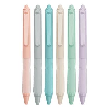 Imagem de Linbsunne Canetas esferográficas de ponta média 1 mm preta com aderência super macia canetas esferográficas retráteis (pacote com 6)