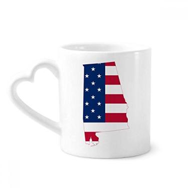 Imagem de Caneca em forma de bandeira com listras e mapa dos Estados Unidos EUA café cerâmica copo de coração de vidro