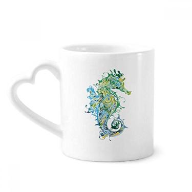 Imagem de Caneca colorida com estampa de vida marinha hipocampo caneca café cerâmica copo de coração de vidro