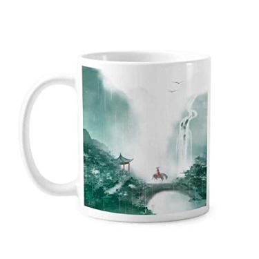 Imagem de Mountain Rain Mo Caneca chinesa aquarela cerâmica cerâmica xícara de café porcelana louça