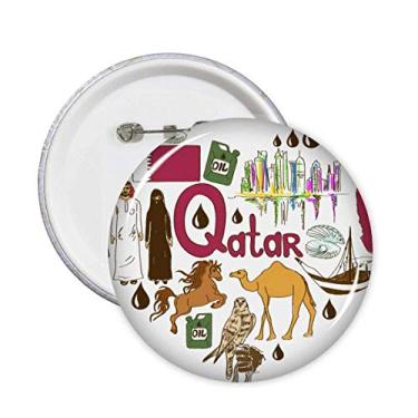 Imagem de Broche de bandeira nacional Qatar Love Heart Landscap Broche Emblema Acessório Decoração 5 peças