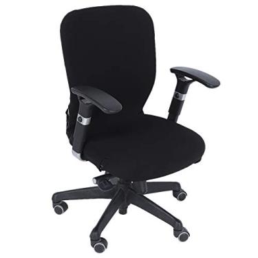 Imagem de Capa de cadeira de escritório luvas de braço de veludo macio elástico capa de sofá de mesa de computador removível chefe capa de cadeira giratória proteção(S-black)
