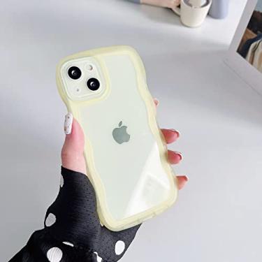 Imagem de Estojo Wave Curly Transparente para iPhone 13 12 11 Pro Max XS XR X 8 7 Plus Capa TPU Proteção Total Silicone Bumper, amarelo, para iPhone 12