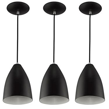 Imagem de Kit 3 Pendentes Vegas Premium Gourmet Aluminio Preto/Branco