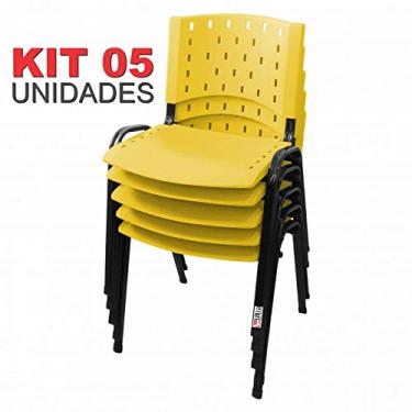 Imagem de Cadeira Empilhável Plástica Amarela 5 Unidades - ULTRA Móveis