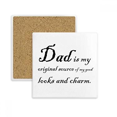 Imagem de Original Source Dad Festival Citação Quadrada Porta-copos Porta-copos Caneca Subplaca Suporte de Pedra de Isolamento
