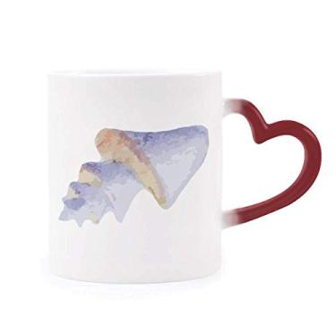 Imagem de Caneca com estampa de vida marinha azul ilustração sensível ao calor vermelha muda de cor