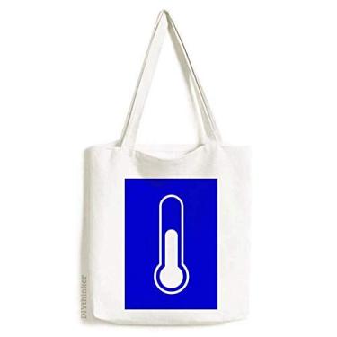 Imagem de Bolsa de lona com estampa quadrada azul da temperatura e bolsa de compras casual