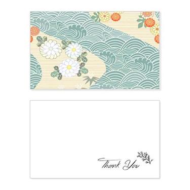 Imagem de Estampa de folhas de flores e ondas, cartão de agradecimento japonês, papel de aniversário, agradecimento de casamento