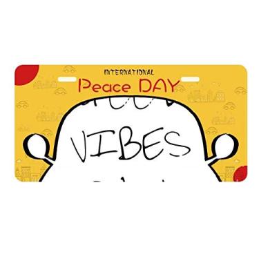 Imagem de DIYthinker Placa de carro com citação Good Vibes Only Etiqueta Decoração de carro Dia da Paz