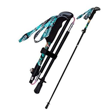 Imagem de N/H Bastões de caminhada dobráveis pacote com 2 peças, bastões de caminhada fortes e leves, postes de caminhada de fibra de carbono, trava rápida ajustável para caminhadas, acampamento