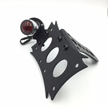 Imagem de NBX- Suporte de placa de carro horizontal preto horizontal em ziguezague lateral 17,78 cm x 10,16 cm CD BK LED luz de freio traseira integrada para compatível com Harley Touring Bobber Chopper Kawasaki Suzuki Yamaha