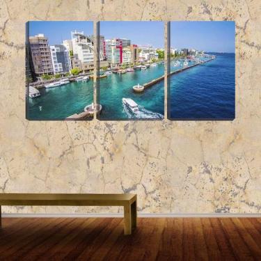 Imagem de Quadro Canvas 55X110 Porto Moderno Na Cidade - Crie Life