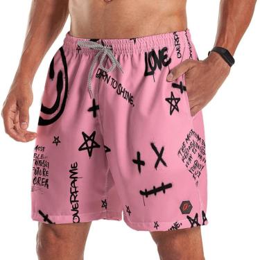 Imagem de Short Bermuda Graffiti Sad Smile Rosa-Masculino