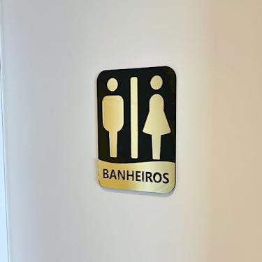 Imagem de Placa de Identificação Para Banheiros - Acrílico (Preta e Dourado)