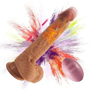Imagem de Thrusting Dildo Vibrator Sex Toy for Women, Realistic Vibrating Dildo Thruster Garganta Trainer, Silicone Suction Cup Dildo para Mens Anal Prostate Play 5 Thrusts Rotações 7 Vibrações capa peniana ext