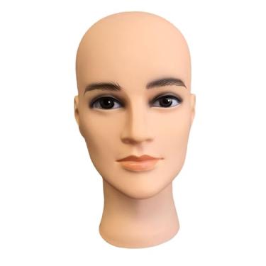 Imagem de harayaa Chapéu e óculos modelo de exibição cabeça peruca treinamento cabeça multiuso pvc masculino manequim cabeça para colar perucas fazendo estilo