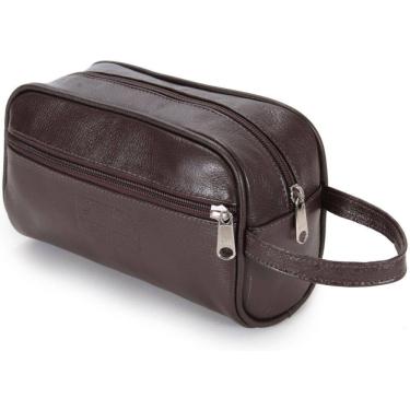 Imagem de Necessaire Estojo Bolsa Couro Masculino Feminino Organizadora Viagem Com Zíper Dia a Dia