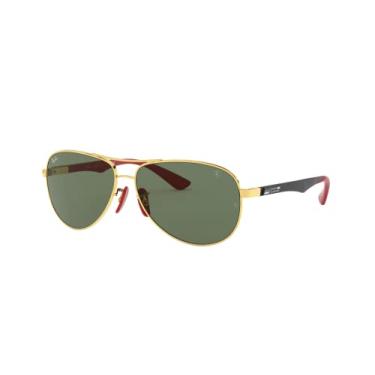 Imagem de Óculos de sol Ray-Ban RB8313M Scuderia Ferrari Collection Aviator, dourado/verde escuro, 61 mm