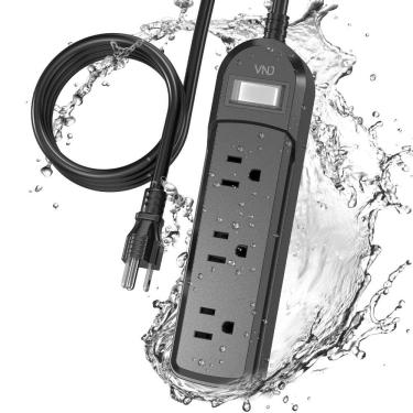 Imagem de Régua de alimentação externa VNJ à prova de intempéries de 6 pés com 3 tomadas 1875 W