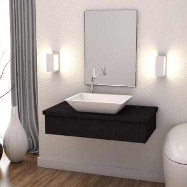 Imagem de Conjunto Bancada para Banheiro 80cm com Cuba Rt45 800W Metrópole Compace Preto Onix