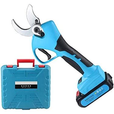 Imagem de Tesouras de poda elétricas, podador de galhos de árvores sem fio com (40 mm) de diâmetro, motosserra portátil com 2 baterias de reserva, aparadores de arbustos floridos de galhos de árvores