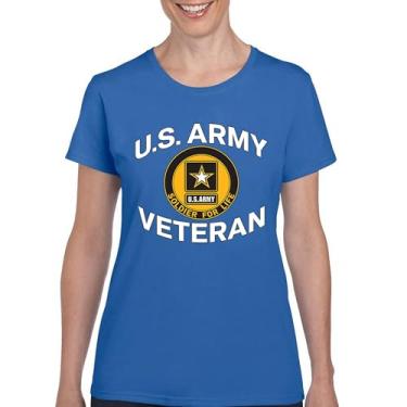 Imagem de Camiseta US Army Veteran Soldier for Life Military Pride DD 214 Patriotic Armed Forces Gear Licenciada, Azul, GG