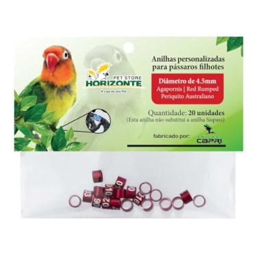 Imagem de Anilhas Anéis 4.5mm Agapornis Kakariki Red Rumped Forpus Catarina Neophema Metal Alumínio Coloridas Anel Fechado Marcação Número Identificação - 20 unidades (Vermelho)
