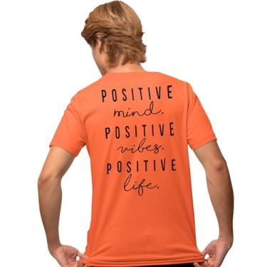 Imagem de Camisa Camiseta Genuine Grit Masculina Estampada Algodão 30.1 Positive Life - M - Laranja