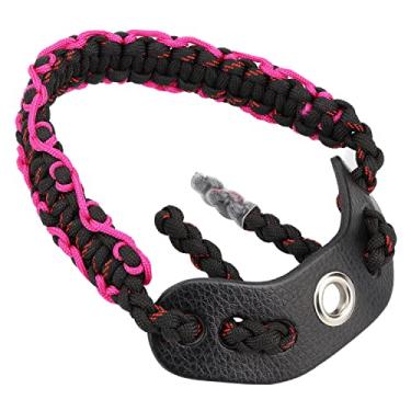 Imagem de SUNYA Alça de pulso com arco e flecha, alça de paracord 550 confortável na mão. Pala de couro de flor integral 100%, várias cores camufladas. Ajuste estabilizador de arco composto e recurvo. (Miragem-C4)