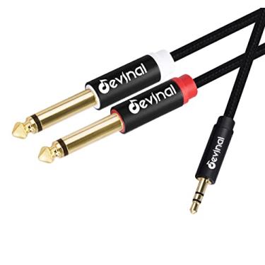 Imagem de Devinal TRS de 3,5 mm para cabo duplo TS Y de 6,35 mm, cabo divisor mono estéreo de 6,35 mm, compatível com placas de som de computador, leitores de CD, alto-falantes multimídia e sistemas estéreo