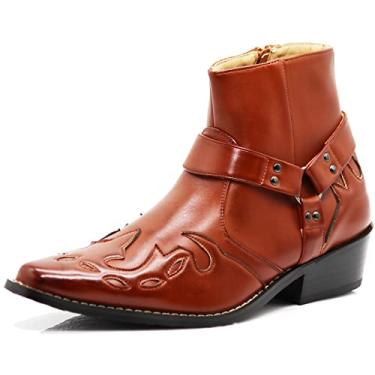 Imagem de Enzo Romeo WT11 Bota masculina Western Cowboy para motociclista, Marrom (14), 41