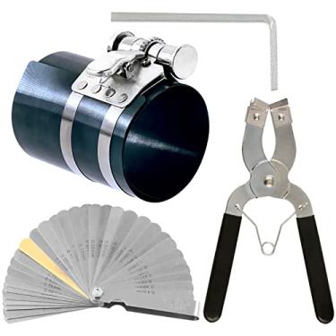 Imagem de Wokape Conjunto de ferramentas de compressor de anel de pistão de 4 peças de 4 cm com medidor de humor, compressor de anel de pistão de motor de carro com parafusos de segurança ajustáveis e alicate