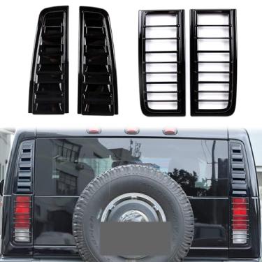 Imagem de PIUGILH Apto para Hummer H2 2003-2009 traseira superior luz traseira tampa de ventilação guarnição acessórios de decoração de carro (conjunto preto (para SUV))