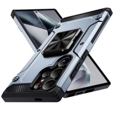 Imagem de Capa de telefone 360° Ring Kickstand S24 Ultra para Samsung Galaxy S24 Plus A05S A05 A35 A55 A25 Capa de preservação de plástico rígido, cinza, para Galaxy S24 Ultra