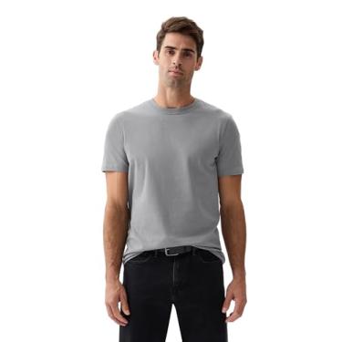 Imagem de GAP Camiseta masculina de gola redonda macia para o dia a dia, Piloto cinza, M