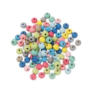 Imagem de METALLIXITY Contas de madeira coloridas (6 mm/0,24") 200 peças, espaçador de esferas redondas de madeira - para decoração de festa em casa, multicoloridas
