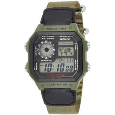 Imagem de Casio Men's Classic AE1200WHB-3BV Green Cloth Quartz Sport Watch