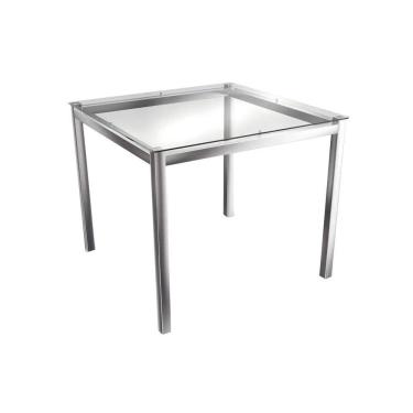 Imagem de Mesa de Sala Jantar Reno M002 Aço c/Tampo de Vidro 90X90cm Cromada - Kappesberg