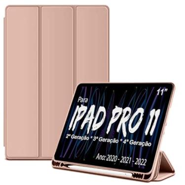 Imagem de Smart Case C/Suporte Pencil Para Apple iPad Pro 11 da 2ª 3ª 4ª Geração De 11" Pol. A2228 A2068 A2230 A2231 /A2377 A2459 A2301 A2460 /A2759 A2761 A2435 A2762 Ano 2020/2021/2022 - Alamo (ROSE)
