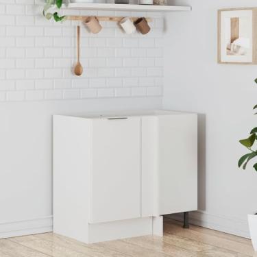 Imagem de Balcão de Canto Reto sem Tampo com Rodapé Puxador 150mm Ipanema CabeCasa MadeiraMadeira Branco
